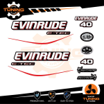 Kit Adesivi Motore Marino Fuoribordo Evinrude e-tec 40 cv - versione A