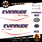 Kit d'autocollants pour moteur hors-bord Evinrude e-tec 40 Ch - C