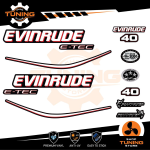 Kit Adesivi Motore Marino Fuoribordo Evinrude e-tec 40 cv - versione D