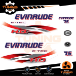 Kit d'autocollants pour moteur hors-bord Evinrude e-tec ho 75 Ch - C