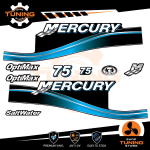 Kit d'autocollants pour moteur hors-bord Mercury 75 Ch - Optimax BLEU
