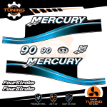 Outboard Marine Engine Stickers Kit Mercury 90 Hp - Four Stroke BLUE