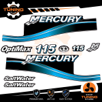 Outboard Marine Engine Stickers Kit Mercury 115 Hp - Saltwater BLUE