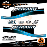 Outboard Marine Engine Stickers Kit Mercury 150 Hp - Four Stroke BLUE
