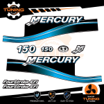 Kit d'autocollants pour moteur hors-bord Mercury 150 Ch - Four Stroke EFI BLEU