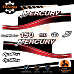 Outboard Marine Engine Stickers Kit Mercury 150 Hp - Optimax RED
