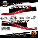 Kit Adesivi Motore Marino Fuoribordo Mercury 150 cv - versione Saltwater ROSSO