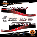 Kit de pegatinas para motores marinos Mercury 200 cv - Four Stroke ROJO