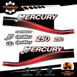 Kit d'autocollants pour moteur hors-bord Mercury 250 Ch - Optimax ROUGE