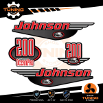 Kit Adesivi Motore Marino Fuoribordo Johnson 200 cv Ocenapro - Carbon-Look B