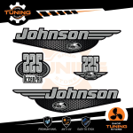 Kit d'autocollants pour moteur hors-bord Johnson 225 Ch Ocenapro - Carbon-Look A