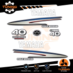 Kit d'autocollants pour moteur hors-bord Yamaha 40 Ch - Four Stroke F40 Blanche
