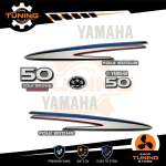 Outboard Marine Engine Stickers Kit Yamaha 50 Hp - Four Stroke F50 SILVER