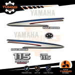 Outboard Marine Engine Stickers Kit Yamaha 115 Hp - Four Stroke F115 SILVER