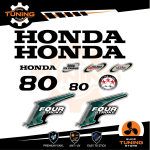 Outboard Marine Engine Stickers Decal Kit Honda 80 Hp Four Stroke - A