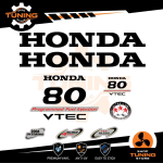 Kit d'autocollants pour moteur hors-bord Honda 80 Ch Four Stroke - V-Tec