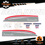 Kit d'autocollants pour moteur hors-bord Selva 40 Ch XS - Barracuda blanche