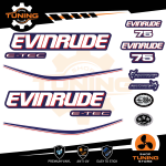 Kit d'autocollants pour moteur hors-bord Evinrude e-tec 75 Ch - C