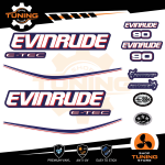 Kit d'autocollants pour moteur hors-bord Evinrude e-tec 90 Ch - C