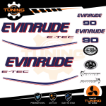 Kit d'autocollants pour moteur hors-bord Evinrude e-tec 90 Ch - D