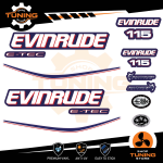 Kit Adesivi Motore Marino Fuoribordo Evinrude e-tec 115 cv - versione C
