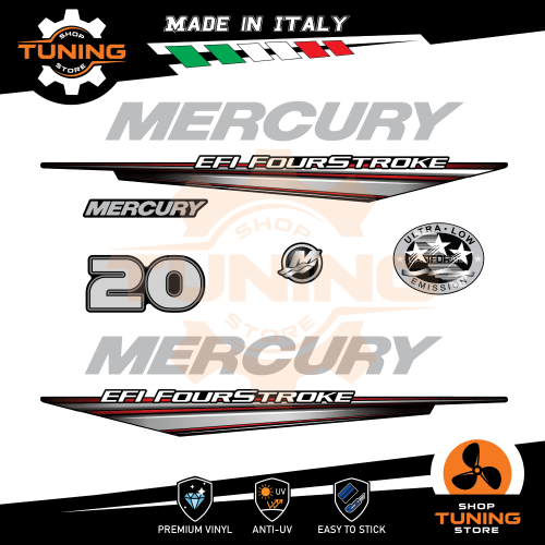 Prodotto: Mercury_20_FourStroke_EFI - Kit Adesivi Motore Marino Fuoribordo  Mercury 20 cv - Four Stroke EFI - OraInkJet