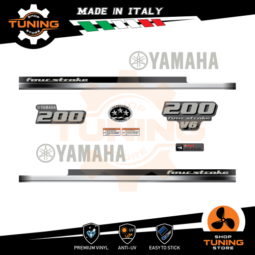 Prodotto: Yamaha_200_FourStroke_V6 - Kit Adesivi Motore Marino Fuoribordo Yamaha  200 cv - Four Stroke F200D V6 - OraInkJet