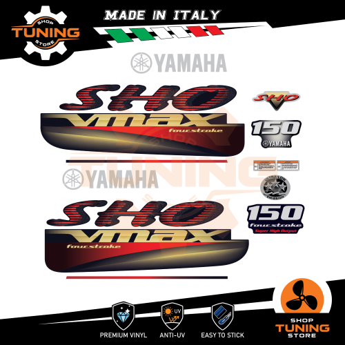 Prodotto: Yamaha_150_V-MAX_SHO_VF150 - Kit d'autocollants moteur hors-bord  Yamaha 150 cv V MAX SHO VF150 Four Stroke - OraInkJet