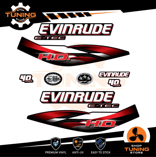 Prodotto: Evinrude_e-tec_40_ho_C - Kit Adesivi Motore Marino Fuoribordo  Evinrude e-tec ho 40 cv - versione C - STS