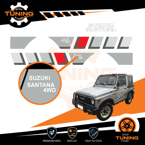 Prodotto: Suzuki_Santana_Bianco_4WD - Autocollants de voiture Kit Stickers Suzuki  Santana Bianco 4WD - OraInkJet