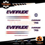 Outboard Marine Engine Stickers Kit Evinrude 75 Hp Fich Ram Injection - White