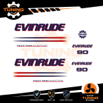 Outboard Marine Engine Stickers Kit Evinrude 90 Hp Fich Ram Injection - White
